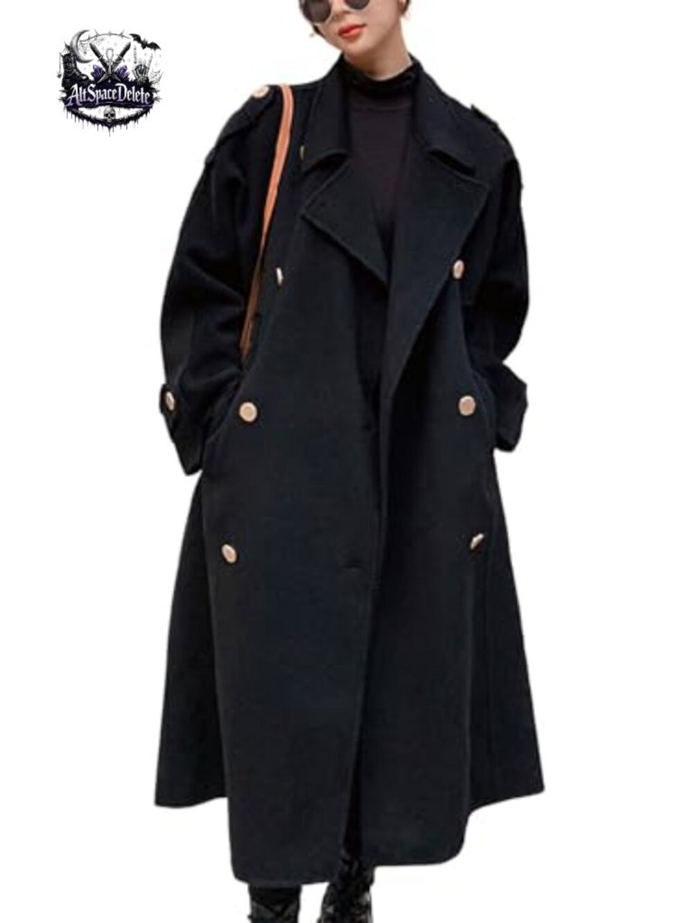Wool Blend Pea Coat Double Breasted Midi Notch Lapel Winter Overcoat